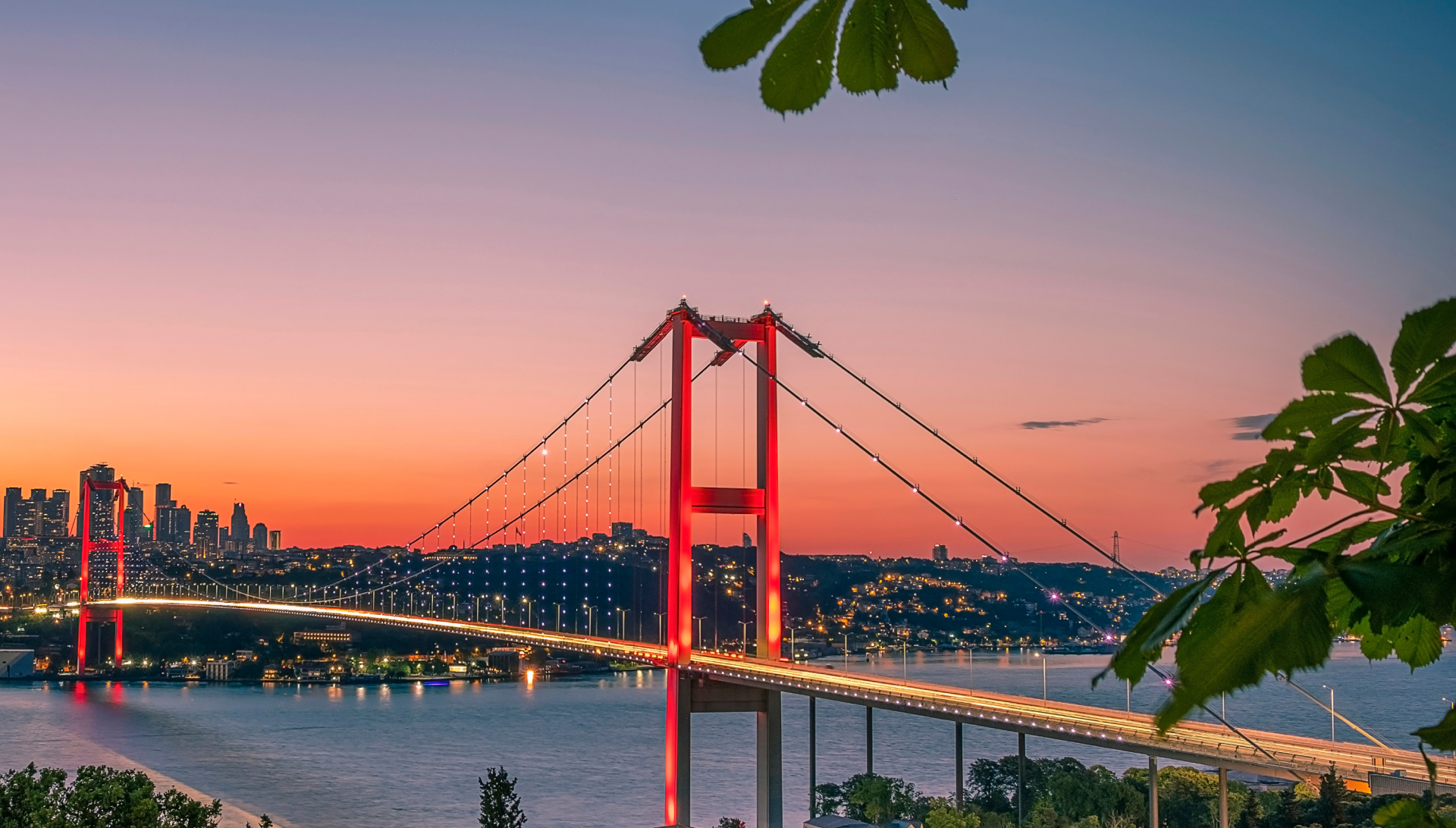 Istanbul cityscape with Bosphorus bridge